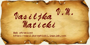 Vasiljka Maticki vizit kartica